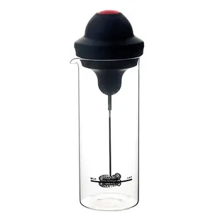 Bouteille en <span class=keywords><strong>verre</strong></span> avec fouet en acier inoxydable, de haute qualité, avec têtes à double couche, mélangeur de lait et de boisson - Product Image 1