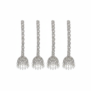 Jewelemarket Silver Plated White Fashion Jewelry <b>Set</b> with <b>Crystal</b> Stones and Pearls Bangles Size 2.4 - Product Image 2