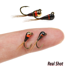 Vente en gros de leurres de pêche à la <span class=keywords><strong>mouche</strong></span> <span class=keywords><strong>Euro</strong></span> Nymph à tête de perle en tungstène, queue de faisan, coulée rapide, barbelé, mouillé, pour la pêche à la truite - Product Image 5