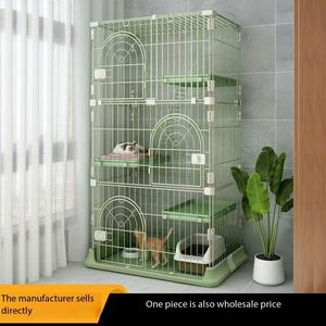 <span class=keywords><strong>Cage</strong></span> pour chien chat d'intérieur à deux trois étages avec fermeture à bouton grande taille facile à installer respirant chat maison espace libre boîte d'emballage - Product Image 2