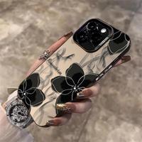 Coque de téléphone en TPU pour iPhone 17 Pro Max, motif Camélia Noir Or Encre Chinoise, compatible avec les modèles 17, 15, 14, 13, 12, 11, nouvelle coque souple pour femme avec prise en main confortable