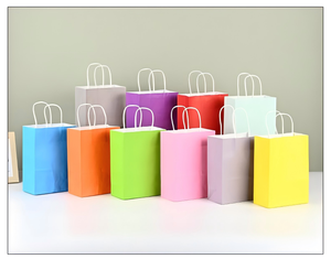Sacs cadeaux en papier kraft biodégradable avec poignées Flexiloop (5.91x3.15x8.27in) Couleurs personnalisables pour bougies et cadeaux d'anniversaire - Product Image 1