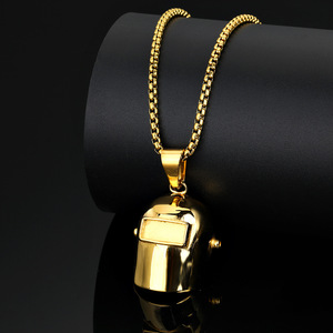Collier pendentif en acier inoxydable de style <span class=keywords><strong>chanteur</strong></span> hip hop classique pour hommes femmes chaîne à maillons plaquée or avec <span class=keywords><strong>pierre</strong></span> principale en zircon - Product Image 3