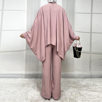 5 Warna Atasan Kancing Lengan Kupu-kupu Bahan Linen Crepe Lembut dan Bernapas, Celana Longgar Kasual, Set Pakaian Lebaran Muslimah Dubai
