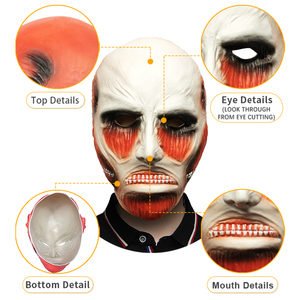 Venta al por mayor <span class=keywords><strong>Anime</strong></span> japonés Attack on Titan máscara Halloween películas fiesta temática Cosplay gigante cabeza completa máscaras de látex - Product Image 5