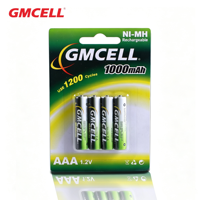 GMCELL AAA/AA 1.2V 800mAh-1000mAh Batteries Ni-MH rechargeables pour jouets/électronique (CE/RoHS BIS Certified)