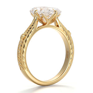 Ювелирное изделие Provence: Обручальное кольцо для невесты из желтого золота 18 карат с выращенным в лаборатории бриллиантом IGI-сертифицированной огранки «кушон» 3 карата - Product Image 4