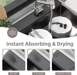 Tapis de protection en pierre pour évier de cuisine, super absorbant, en diatomite, séchage rapide - Product Image 4