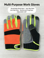 Gants de travail unisexes multi-usages HAIYI, respirants, avec dos en maille, paume antidérapante, bouts des doigts renforcés, fermeture auto-agrippante