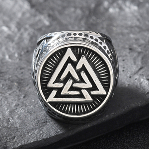 Bague nordique en acier inoxydable plaqué or véritable, style punk vintage, finition antique, bijou gravé, résistant au ternissement - Product Image 4