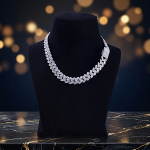 สร้อยคอแฟชั่นหรูหราคุณภาพดี ราคาสุดคุ้ม ชุบเงินทองแดง ดีไซน์แบบ Cuban Link ประดับเพชรและมุกเทียม สำหรับผู้หญิง เหมาะสำหรับงานแต่งงาน - Product Image 1