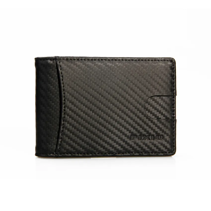 Factory Excellent Handmade Carbon Fiber Leather Wallet Genuine Cow Leather Money Clip For Man