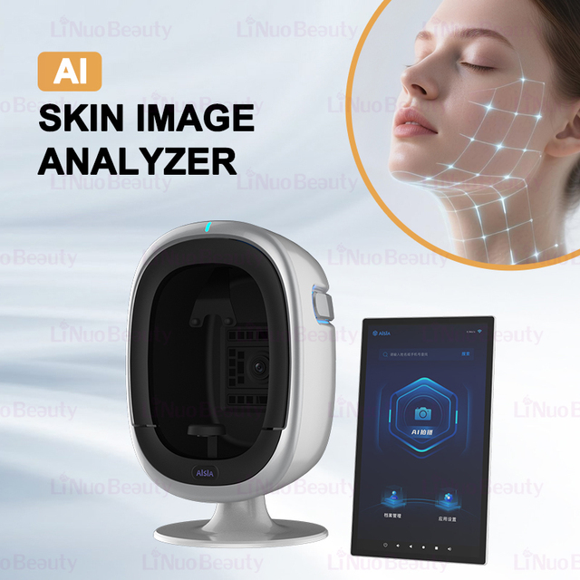 Bitmoji AI Skin Analysis System Machine 3D Facial Scanner HD Magic Mirror Skin Problem Analyzer UV LCD Lamp Wifi Face Analysis