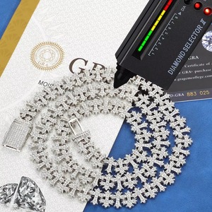 Chaîne cubaine en moissanite raffinée VVS1 micro-pavée certifiée GRA, plaqué or 18 carats sur argent 925, bijoux modernes sertis de pierres pour le quotidien - Product Image 2