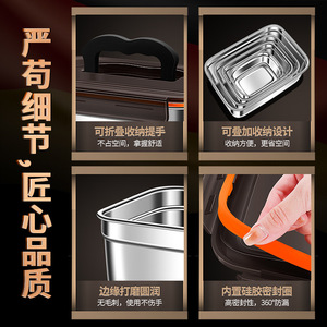 316 Stainless Steel Food Storage Container Large Capacity Airtight Rectangular Bento Box For Kitchen Refrigerator Travel - Product Image 5