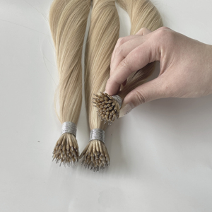 Extensions capillaires Nano Tip Double Drawn, cheveux humains vierges européens lisses, 50 mèches, couleur naturelle dorée, micro-anneaux micro-link simples - Product Image 3