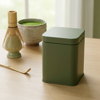 Boîte en métal carrée pour matcha, mini-boîte cadeau, conteneur de rangement en fer blanc, emballage pour bonbons