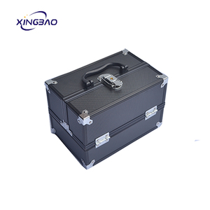 Профессиональный Регулируемый футляр для косметики с 4 лотками, косметички, органайзер для хранения макияжа с замком и черным - Product Image 2