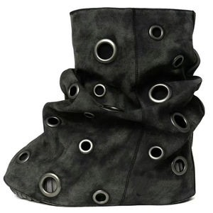 Fori a cerchio in metallo decorazioni <span class=keywords><strong>stivali</strong></span> corti da donna Sole spessi stivaletti alla caviglia con punta rotonda con <span class=keywords><strong>zeppa</strong></span> a fondo piatto scarpe scamosciate - Product Image 4