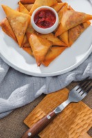 Fábrica profesional delicioso IQF verduras congeladas Samosa primavera rollos bolsa de alimentos embalaje congelar pastelería americana aperitivos chinos