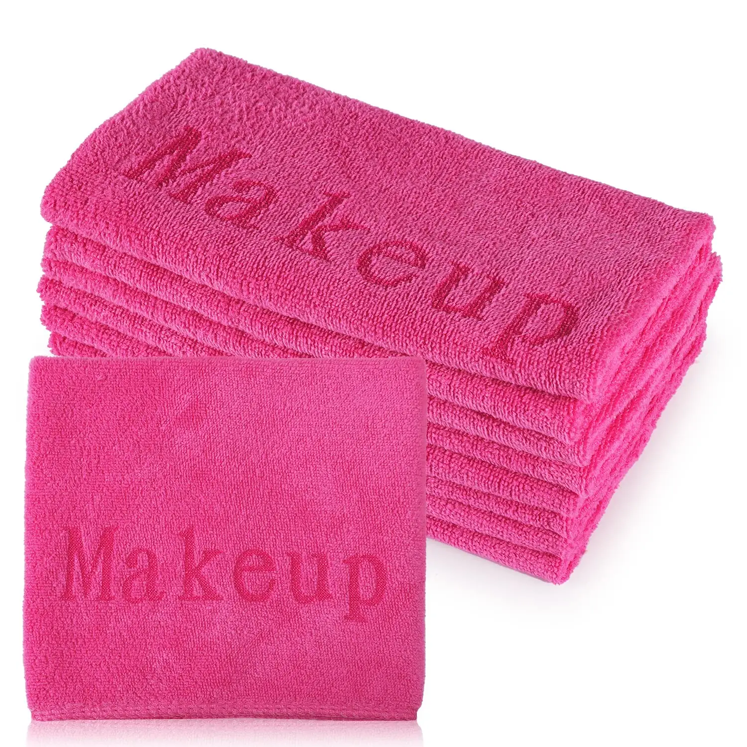 Asciugamani per il trucco, panno per il viso in microfibra 12 x12in panno per la rimozione del trucco morbido per la pulizia della pelle delle donne (rosa)