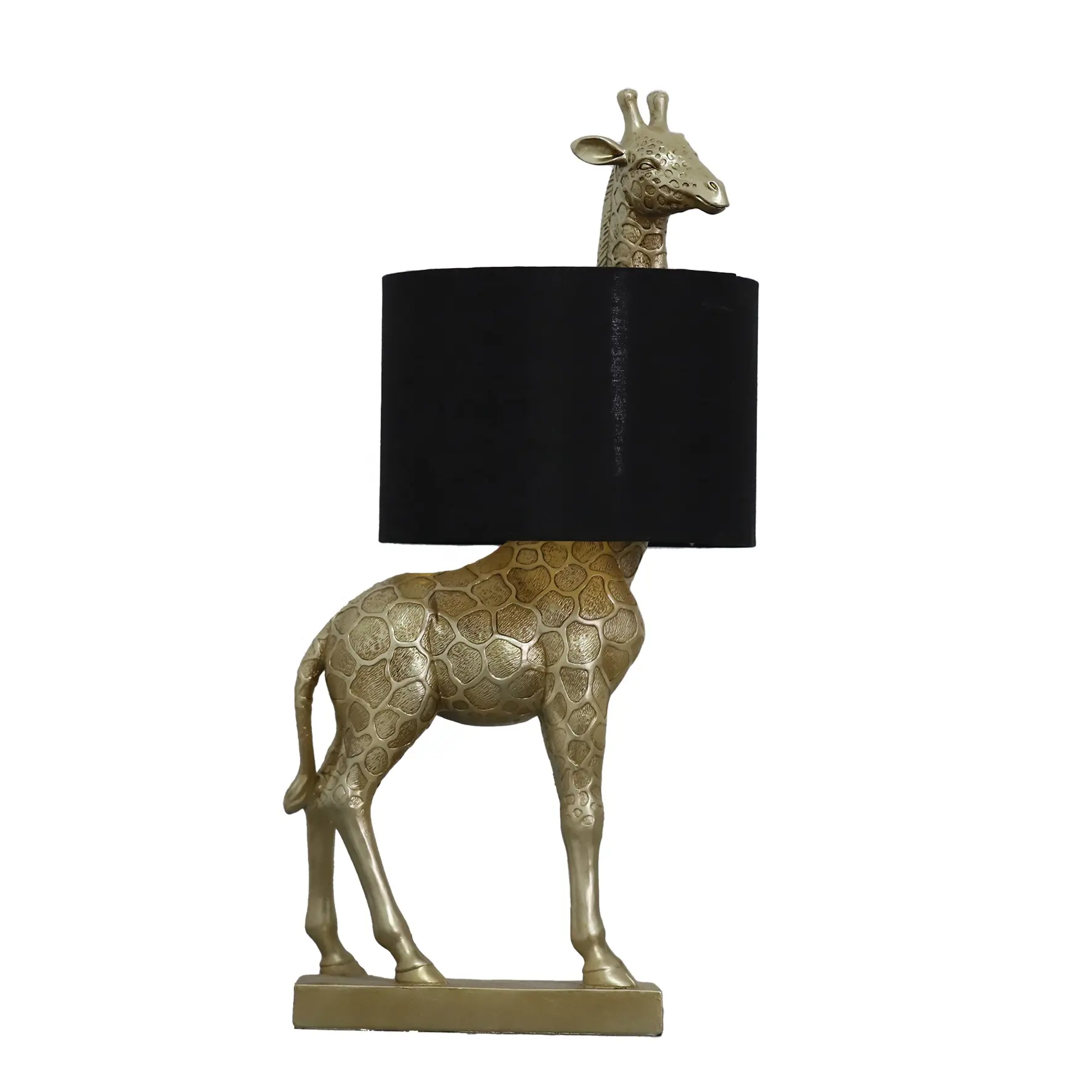 Lámpara de mesa de jirafa dorada popular de estilo europeo, pantalla de material de poliresina, decoración de hotel, luz nocturna, fábrica al por mayor E27