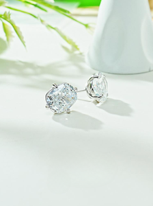 Nuovo <span class=keywords><strong>argento</strong></span> puro intarsiato diamante ad alto tenore di carbonio luce di lusso Versatile eleganza e di alta qualità femminile rettangolare taglio di ghiaccio <span class=keywords><strong>orecchini</strong></span> - Product Image 3