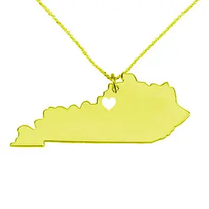 Kentucky devlet kolye amerika birleşik devletleri haritası kolye kadınlar için paslanmaz çelik kolye Necklaces res takı aksesuarları