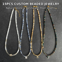 Collier Pendentif Personnalisé en Cristal Multicolore Délicat, Plaqué Or Vintage, avec Perles d'Espacement en Pierre Naturelle, Bijoux Bohèmes en Pierres Précieuses