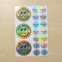 Feuille d'autocollants de sécurité holographiques personnalisés, autocollant circulaire de garantie inviolable, autocollant arc-en-ciel irisé inviolable pour la scellure des produits
