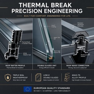 Invernadero Panorámico de Alta Resistencia con Estructura de Aluminio de 3.0mm y Vidrio para Villas de Lujo, con Certificación AS2047 y CE, Marca GELLJA - Product Image 4