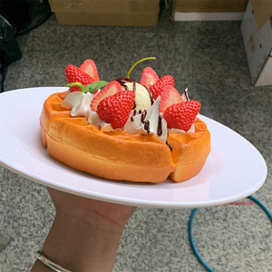 Waffle Fruit Cream Dessert Golden Crispy Waffle Delicious Story Strawberry Blueberry Banana Afternoon Tea Enjoy Leisure Time Joy - Product Image 3