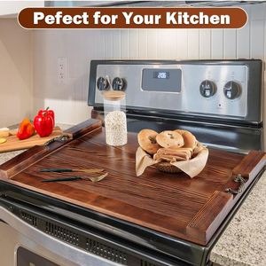 Custom Solid Wood Stove Top Cover for Electric Stove, Wooden Noodle Board, Gas Cutting Board Burner <strong>Protector</strong> for <strong>Glass</strong> Stove - Product Image 6
