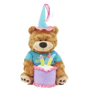 Kids Custom Cake Lighting peluche Bear Gifts LED Night Light farcito morbido orsacchiotto giocattolo con musica buon compleanno