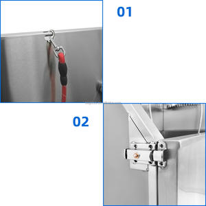 Station de lavage pour chien Baignoire de toilettage professionnelle en acier inoxydable avec pommeau de douche Panneaux antidérapants - Product Image 4