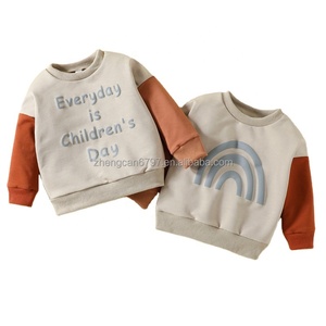 Sweat à capuche personnalisé pour bébé nouveau-né automne enfant tricoté lettre arc-en-ciel impression couleur bloc <span class=keywords><strong>pull</strong></span> à manches longues adolescent garçon vêtements de <span class=keywords><strong>mode</strong></span> - Product Image 1