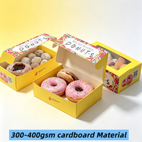 Boîtes à donuts personnalisées avec logo pour boulangerie, pâtisserie, desserts, pain, emballage en papier avec fenêtre transparente