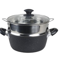 Antihaft-Maifan-Stein-Suppentopf mit Dampfgarer, Multifunktionaler Koreanischer Ramen-Topf & Milchtopf, Doppelgriff-Kochtopf für Induktion