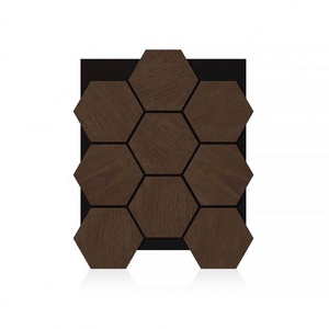Panneaux acoustiques hexagonaux Akupanel en bois écologique, polyester, chêne naturel, ignifuge, certifié, insonorisant NRC80, pour hôtel - Product Image 4