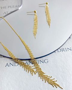 Ensemble de bijoux fins en or véritable 18 carats Xinfly, jolies boucles d'oreilles et collier pour femmes, cadeau idéal pour une fête - Product Image 4