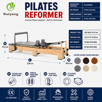 Mesin Pilates Reformer Lipat Aluminium Kayu Oak Maple, Core Bed Tahan Lama dan Portabel untuk Rumah & Studio Yoga