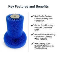Brosse de remplacement pour machine, brosse rotative cylindrique en nylon tufté, pièce de rechange avec trou central, fabriquée selon les plans
