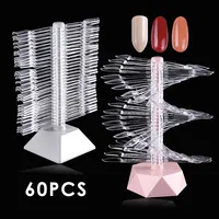 60pcs Clair Naturel Ongles Conseils Échantillons Spirale Couleur Carte Manucure Diy Faux Vernis À Ongles Présentoir Pratique Tableau Palette