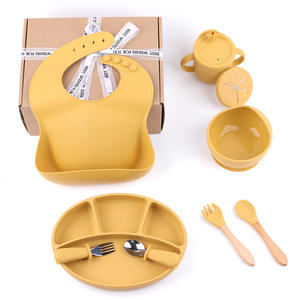 Ensemble de salle à manger en silicone sans BPA écologique pour bébés et enfants vaisselle pour tout-petits assiette cuillère <span class=keywords><strong>fourchette</strong></span> pour l'heure du repas - Product Image 4