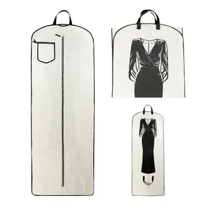 Mẫu miễn phí mergeboon biểu tượng tùy chỉnh dài Bridal DRESS Bìa bag phù hợp với tàu sân bay mang theo trên túi may mặc với dây kéo rPet