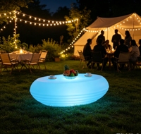 Table de bar commerciale moderne avec écran LED lumineux multicolore en forme de champignon, télécommandée, étanche, pour hôtel