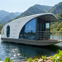 Luban Cabine 8.5m Design De Luxe Moderne Flottant Eau Maison Préfabriquée Péniche Capsule Maison Apple Cabine pour Camping