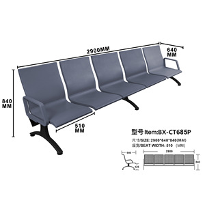 Silla de espera Bao Xian de 1750 mm, tres plazas con reposabrazos para uso hospitalario - Product Image 5