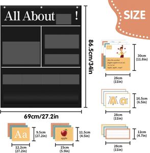 Tabla de bolsillo educativa con el alfabeto, 34x27 pulgadas, poliéster |   Kit de actividades semanales con letras |   Póster de Pared |   Herramientas de Enseñanza para Profesores |   Personalizado - Product Image 2
