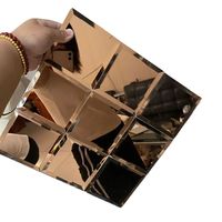 Contemporary Frameless Silver Mirror Tiles Beveled Edge Glass Wall Square Durable Vanity Bedroom Decorative Mirror Set Safety